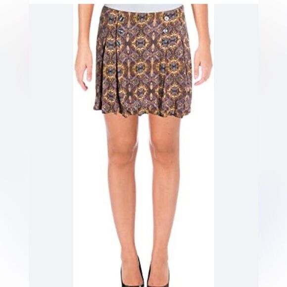 Free People Lovers Lane Printed Mini Skirt in Night Combo. Size 12 - Picture 1 of 12